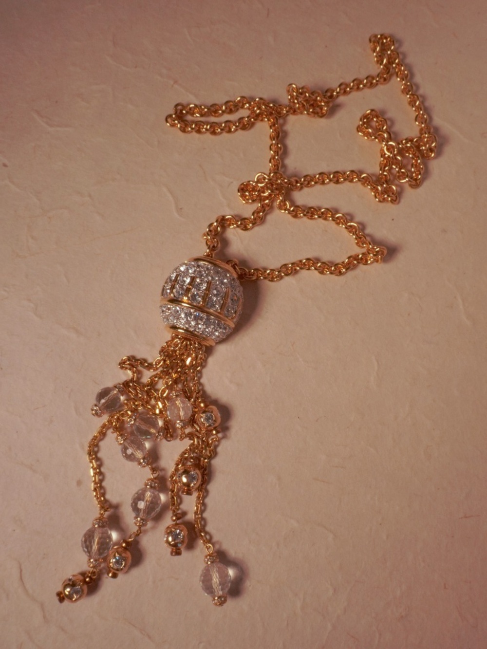 43. Vtg Swan Swarovski Pavé Tasseled Necklace